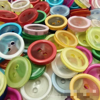 100 Pcs 12,5 MM Transparente Botões Cor da Mistura de Botões de Plástico para Crianças de Vestuário Suprimentos Costura Acessórios DIY Com Dois Furos