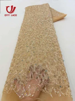 2024 De Alta Qualidade Da Moda Africana Lantejoulas Tule Bordado Noivo Laço De Tecido De Lantejoulas Tecido Do Laço Para Nigeriano Vestido De Noiva
