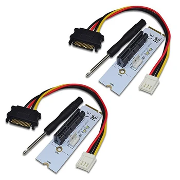 2X NGFF M. 2 PCI-E 4X Placa Riser M2 Tecla M Para Pcie X4 Adaptador Com LED Indicador de Voltagem Para a ETH Bitcoin Mineiro de Mineração