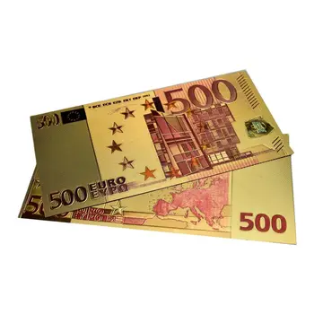 500 Euros Folha De Ouro De Notas De Impressão Colorida De Dinheiro Falso Com Envelope Para Coleção