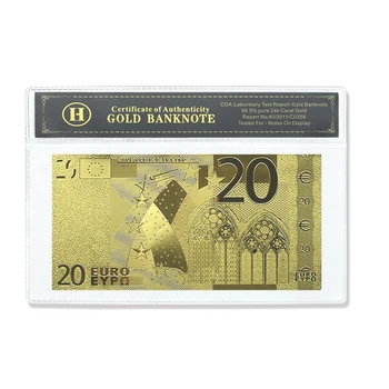 A europa Folha de Ouro de Notas de 20 EUROS e Shell Colecionáveis Commeorative Cartão de Presentes Enfeites Artesanato