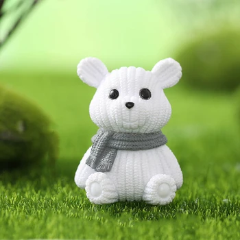 Bonito Cachecol De Lã Urso Série De Enfeites Para A Decoração Home Animal De Artesanato Estatueta Paisagem Em Miniatura O Jardim Pote De Fada Decoração