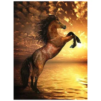  Kamy Yi Completo Quadrado/Redondo 5D Diamante Arte de Pintura de Animais Mosaico Cavalo DIY Bordado de Diamante Figura lembranças Artesanais
