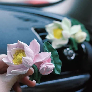 Lotus em Forma de Aromaterapia Cera Moldes de Silicone Para a Decoração do Carro DIY Buquê de Flores de Gesso, Gesso Ornamento Moldes