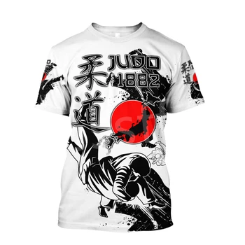O judô, Esportes Fitness Harajuku Arte Militar de Impressão 3D T-Shirt masculina Casual Manga Curta T-Shirt de grandes dimensões
