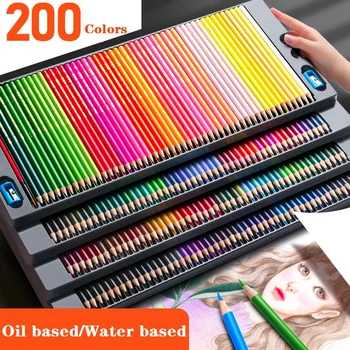 Qualidade profissional solúvel em água à base de óleo de lápis de cor definido 48/72/120/150/200 Artista de design e de criação da pintura da caixa de presente conjunto de