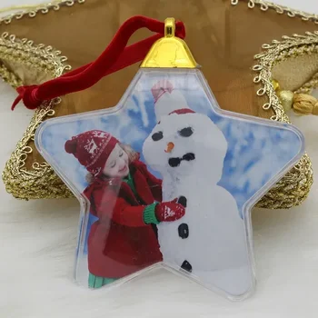 Transparente Bola de Natal Natal de moldura de imagem pingente de enfeites de árvore de Natal decoração de Natal para a casa da árvore de natal brinquedos