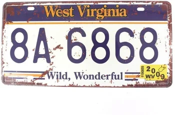 WEST Virginia 8A 6868 Retrô Vintage Auto de Licença de Placa de Estanho Entrar em Relevo Marca, Tamanho 6 X 12