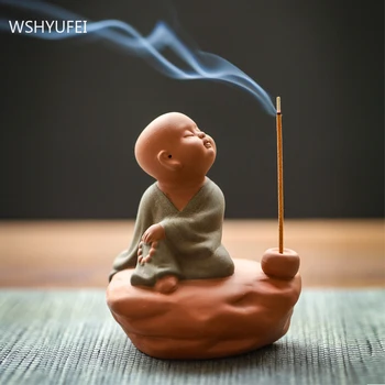 Zen Pouco Monge Roxo Argila Enfeites Pequenos Queimador De Incenso Interior, Sala De Estar, Área De Trabalho Decorações Cerimônia Do Chá Acessórios