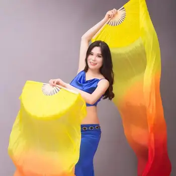 1,5 m de comprimento Torcida Yangko Bailea Dança Simulação de Seda Fãs Para Dançar Estendida Dupla face Adultos Performance de Dança do Ventre, W5g6