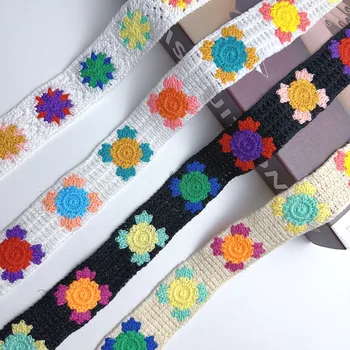 1 Metros Flor do Laço de Tecido Bordado Artesanal em Patchwork Fita DIY de Vestuário, Acessórios de Costura