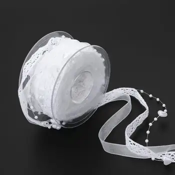 1 Rolo de Laço Branco de Leite de Seda Solúvel em Água Bordado Laço de Fita Guarnição de Casamento Presente Quebra automática de Fita Artesanal DIY Artesanato