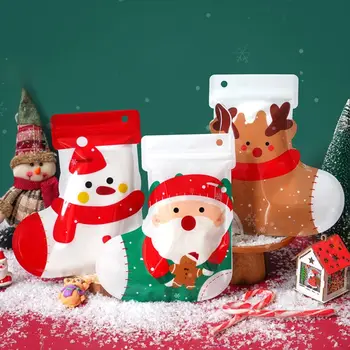 10PCS Papai Noel, Boneco de neve Veado Meias de Natal Sacos de DIY Presente Quebra automática de Meias Bolsa Lareira Decoração de Doces Cookies