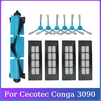 11PCS Para Cecotec Conga 3090 Robô Aspirador de pó Acessórios de Reposição Principal Escova Lateral Filtro Hepa da Limpeza da casa