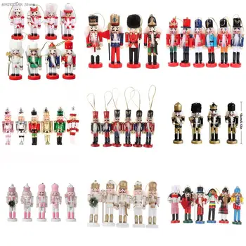 1pc quebra-nozes Miniaturas Boneco quebra-nozes Ornamentos de Trabalho de Decoração de Desenhos animados Nozes Soldados Banda Bonecas
