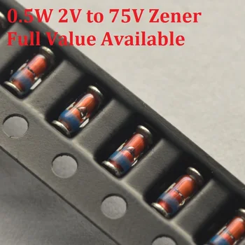 200PCS 1/2W Zener diodeZMM43V/ZMM47V/ZMM51V/ZMM56V/ZMM62V/ZMM68V/ZMM75V LL34 43V 47V 51V 56V 62V 68V 75V Diodos 0,5 W Navio Livre