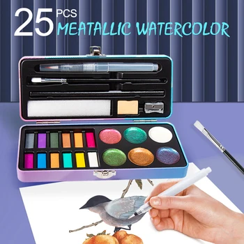 25 Pcs Sólido Metálico Aquarela Pintura, para a Arte de Desenho, Pintura, Design de Unhas materiais de Arte