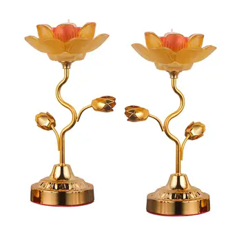 2x Lotus Ghee Suporte da Lâmpada Elegante Chá de Luz do Castiçal Lotus Lâmpada para o Altar Tabela do Casamento Centrais do ambiente de Trabalho do Festival