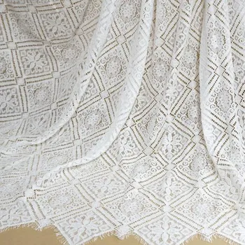 3 Jardas do Rombo Padrão de Cílios Tecido francesa Chantilly Alençon Tecido DIY de Costura Nupcial Manto Boho Vestido de Casamento Vestido de Batismo