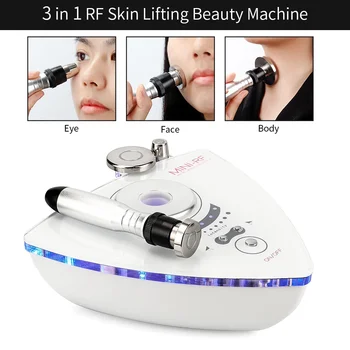 3IN1 RF Tripolar Máquina de Rejuvenescimento da pele Aperto da Pele Facial da Beleza Dispositivo de Olho Rosto Anti-Rugas Clareamento Máquina do Emagrecimento do Corpo