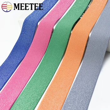 4/10Meter Meetee 40mm Prata Seda Elástico de 1,5 mm de Espessura de Bandas de Borracha na Cintura com Saia de Tecido do Vestuário de DIY Acessórios de Costura