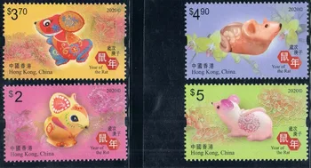 4 PCS, China, Hong Kong, 2020, Ano do Rato, Zodic Selos, Real Original Selos para Coleção, MNH
