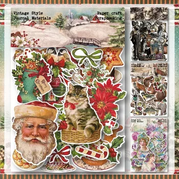 40Pcs Vintage Natal Adesivos Pack DIY Álbum de Scrapbooking Manual de Decoração Material Autocolante, papel de carta