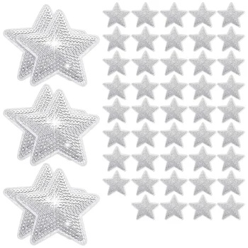 50 Pcs Estrelas Lantejoulas Costurar Ferro Em Apliques de Estrelas, Bordado Patches Forma de Estrela Remendo de Reparação de DIY