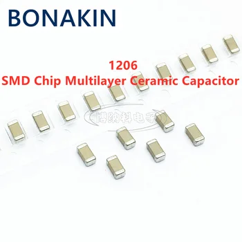 50PCS 1206 0.1 UF 104K 100NF 50V 100V-250V 500V X7R 10% SMD Chip Capacitor Cerâmico Multilayer