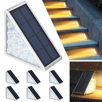 6 peças Solar Passo Luzes IP67 Impermeável Exterior de Escadas de Iluminação de Segurança da Lâmpada de Parede Branco Quente Para o Jardim Natal Dez