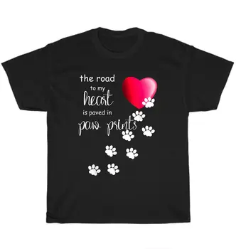 A Estrada Para o Meu Coração Está cheio de pegadas de Cachorro de Estimação Cachorro Amante T-shirt de mangas compridas Unisex
