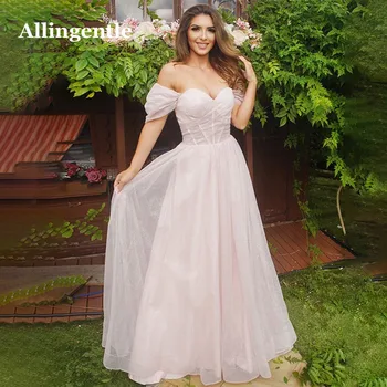 Allingentle Elegante Off Ombro Prom Vestidos de Festa 2023 Lindo Vestido Maxi Vestidos De Festa Sweetheart Uma linha de فساتين السهرة