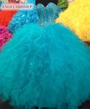 ANGELSBRIDEP Azul Vestidos de Quinceanera Bola Vestido de Vestidos De 15 Anos Debutantes Elegante Sweet 16 Festa de Aniversário de Princesa QUENTE