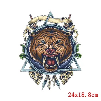 Animais coloridos Apliques de Ferro-Em Transferências de Patches Para o Vestuário de DIY Leão Tigre de Transferência de Calor Térmica de Etiquetas Para Roupas Emblema