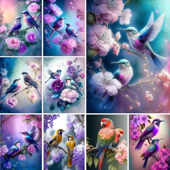 Aves de Diamante Kits de Pintura para Adultos - Flores, Aves, Pinturas de DIY Quadrado/Redondo Cheio de Broca 5D Diamante de Arte para a Decoração Home da Parede