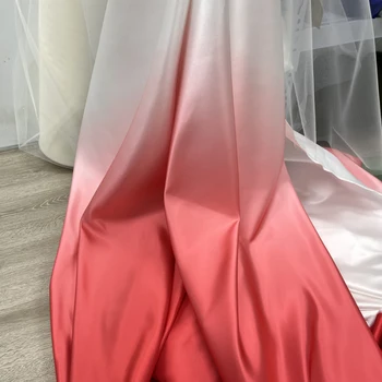 Azul vermelho Gradiente Suave Cetim Estruturado Grande Tecido de Cetim Designer DIY Vestido de Casamento Fofo Espesso Tecido de Cetim DIY de Costura Telas