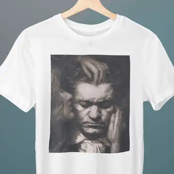 Beethoven, Ludovic Alleaume Pintura, Unissex, T-Shirt, Simbolismo, Arte, T-Shirt, de Presente para Ela, de Presente para Ele, Amante da Arte Presente