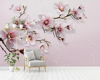 Beibehang papel de parede Personalizado moderno e minimalista pintados à mão em 3D lírios cor-de-rosa PLANO de fundo de parede decoração da casa murais papel de parede 3d