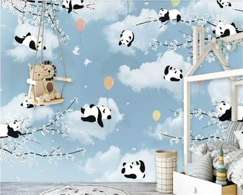 beibehang Personalizados simples dos desenhos animados bonitos panda quente lua pato amarelo pequeno quarto de crianças de fundo de parede decoração mural