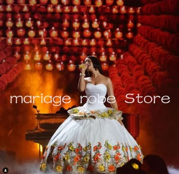 Branco, a Princesa Vestidos de Quinceanera Angela Aguilar Puffy Gillter 3D de Bordado Floral da Saia Espartilho Vestidos de baile de Máscaras