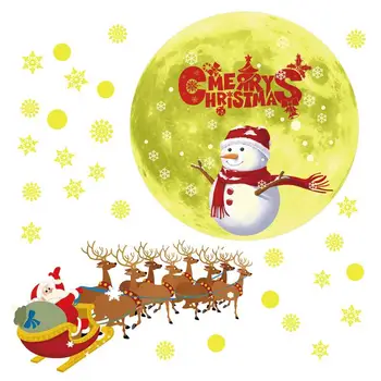 Brilhante Adesivos De Natal Do Boneco De Neve, Papai Noel Luminoso Eletrostática Adesivo De Parede Para Parede Janela De Ano Novo, Decoração Home