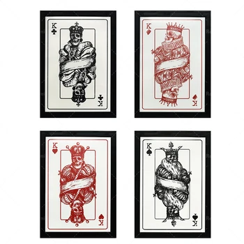 Cartas de Poker-4 de um Tipo de-Reis-jogador dom-esqueleto de arte-impressão/cartaz decoração presente
