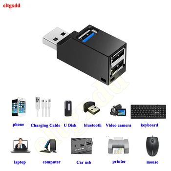 Cltgxdd 3 portas USB, Mini-USB 2.0 3.0 de Alta Velocidade, Concentrador de Divisor de Caixa do PC Portátil do Disco de U do Cartão do Leitor Para o iPhone Xiaomi Telefone Móvel