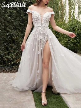 Clássico De Alta Fenda Do Vestido De Casamento Para As Mulheres 2023 Flor Applique Vestido De Noiva Apliques Florais Vestidos De Noiva