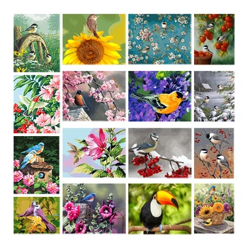 Completo Quadrado/redondo Broca Combinar a Imagem do Diamante da Pintura de Flores & Bordado de Pássaro em Mosaico Kit de Ponto de Cruz, 5D Decoração de Casa de Presente DIY