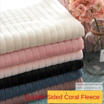 Coral de Tecido de Lã Duplo Por O Medidor de Pijama Roupas Costura Dupla de Flanela Engrossado Inverno Faixa de Pelúcia Pano Liso Azul