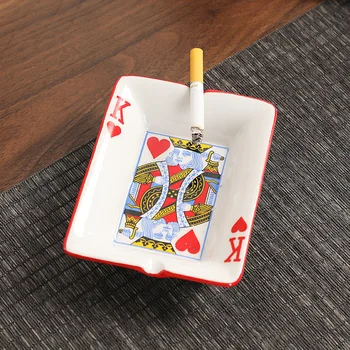 Criativo Cerâmica Cinzeiro para o Home Office Poker Porcelana Ash Bandeja de Fumar Acessórios Sala de estar Ornamento Homem Presente