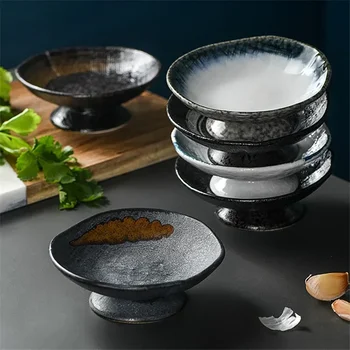 Criativo Japonês prato de cerâmica com alto pés pires pires lanche placa de chá de sobremesa lanche da placa