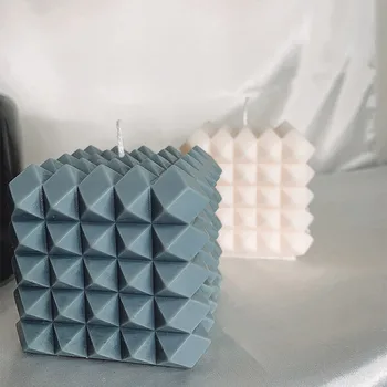 Cubo de Vela do Molde de Silicone, o Design de Diamante do Cubo de Rubik de velas de Aromaterapia Decoração de Vela do Molde de Silicone Vela Fazendo