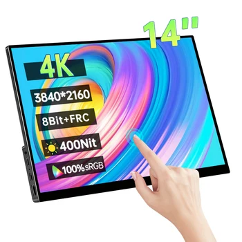 De 14 Polegadas 4K UHD Touchscreen Monitor Portátil 3840*2160P HDR 100%sRGB 400 nit Exibir Tela IPS Para Laptop PC Xbox PS4/chave 5
